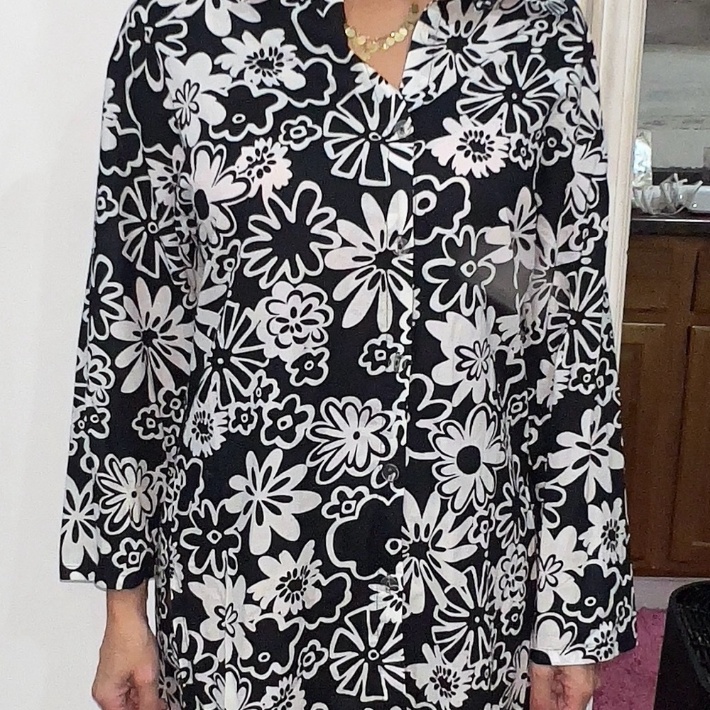 Floral Black and White Women's Jacket
